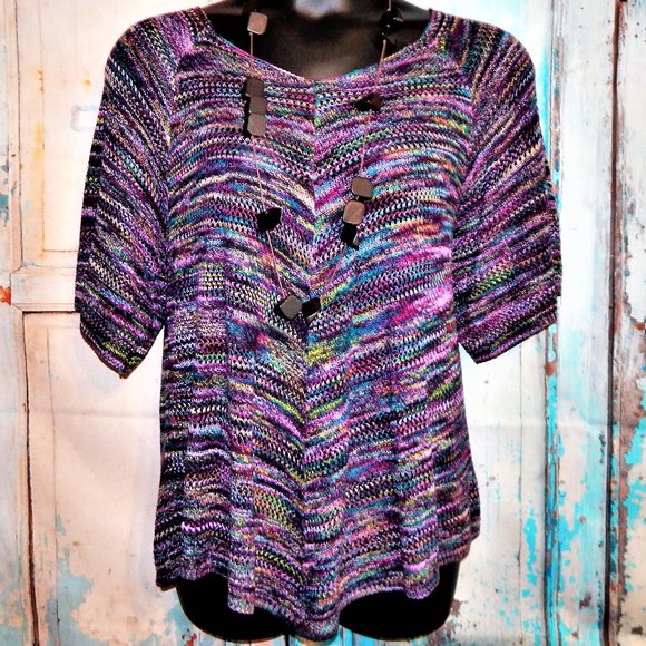 Tops - Beautiful BoHo Loose Knit Multi-Color Sweater